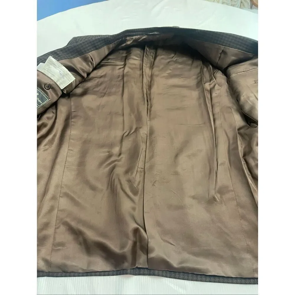 Ermenegildo Zegna High Performance Men’s Brown Plaid Blazer Size 56 Euro 46 US